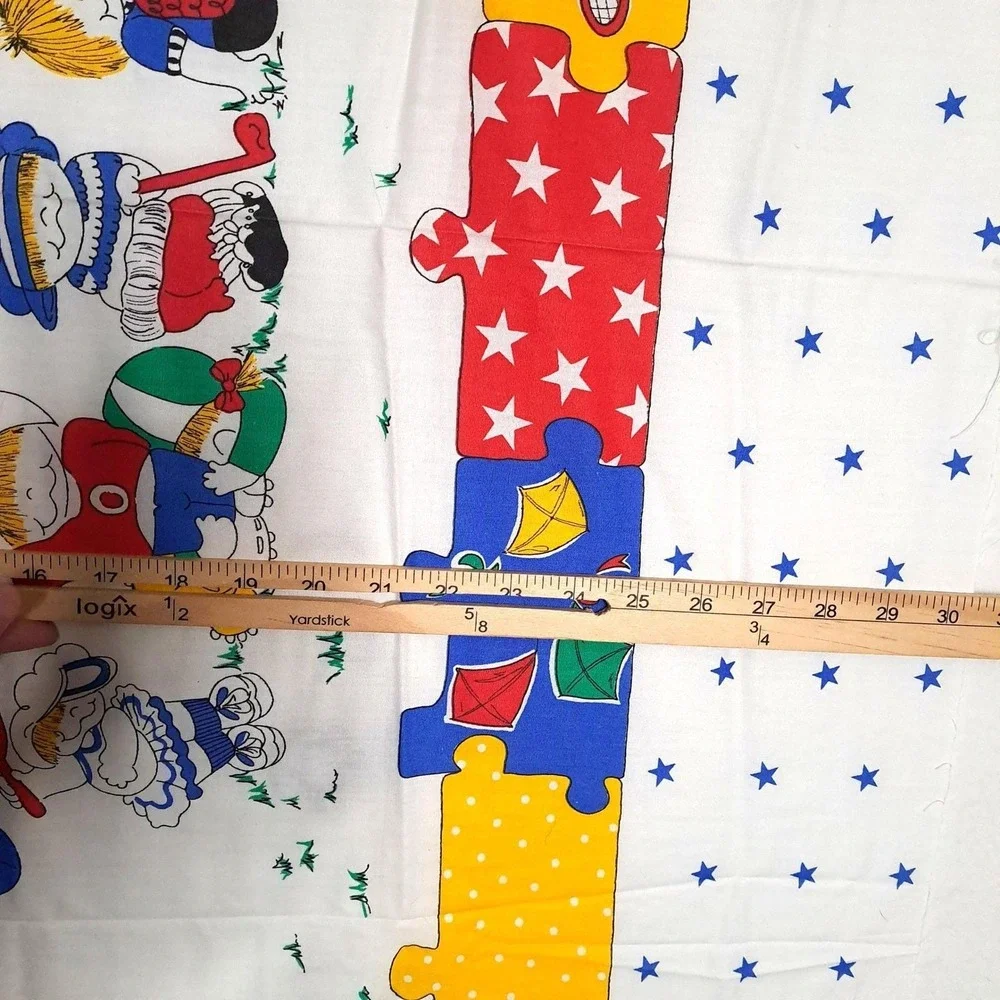 Vintage Kids Sports Fabric Panel 35x44 Pillow Sham Wall Hanging White Multi‎